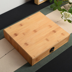 Bamboo Tea <b>Cake</b> <b>Box</b> Rectangle 5.5cm High Handmade <b>Gift</b> Packaging For Pu'er Tea Storage - Product Image 1