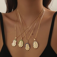 Ensemble de pendentifs vintage Vierge de Guadalupe, bijoux religieux en métal coloré pour femmes