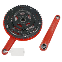 Pédalier de VTT avec manivelle en fer recouvert de plastique rouge vif, accessoires de vélo, plateaux de chaîne