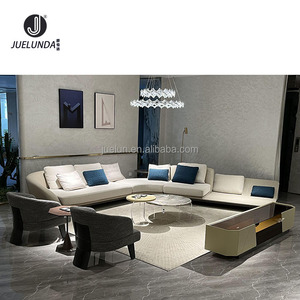 Canapé d'angle en cuir moderne et très confortable pour salon, canapé en forme de L pour salon - Product Image 4