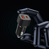 Pengisi daya mobil USB Port Ganda Logo OEM, pengisi daya mobil USB Tipe C PD, pengisian daya cepat, Max 48W PD 30W + 18W, perlindungan OVP OTP untuk ponsel