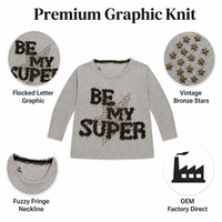 Damen BE MY SUPER Flauschiger Buchstaben-Pullover mit Sternenapplikation, OEM Maßanfertigung