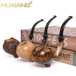 MUXIANG Wood Smoking Pipe Bent Type Solid Tobacco Pipe For Men Gift - Product Image 2