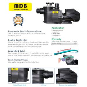 <span class=keywords><strong>Pompe</strong></span> à usage commercial pour <span class=keywords><strong>piscine</strong></span> MDB500 5HP 62 <span class=keywords><strong>M3</strong></span>/H débit Installation rapide Performance durable Approbation CE Halal certifié - Product Image 4