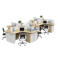 Bureau de travail modulaire en bois moderne pour 4 personnes avec cloisons pour postes de travail d'entreprise technologique BaiYuan