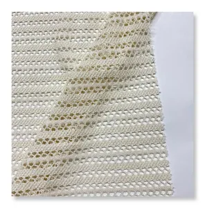 Tela de encaje 85% algodón, tejido suave de ganchillo geométrico, bordado