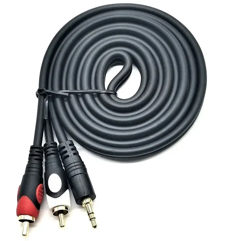 Kabel Aux Stereo jack audio Video jack male ke 2 RCA male 1.5m 3.5mm kualitas bagus 2RCA AV