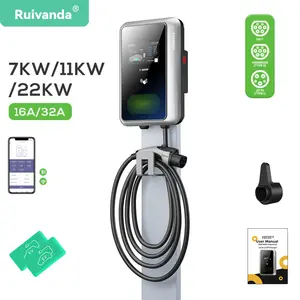 RUIVANDA 11kw Ac Ev Charger Wall Mounted 4.3 Screen Electric Charger Car Station EV Charge For Electric Car