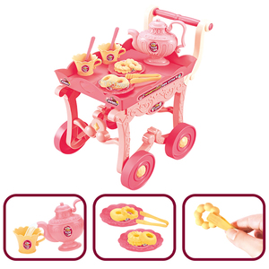 2023 popolare carrello da tè sala da pranzo giocattoli per auto dessert carrello da pranzo finta cibo cucina Set da gioco - Product Image 5