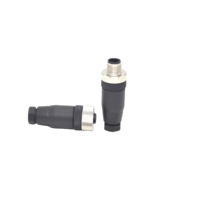 Connecteur M12 2 broches mâle droit en plastique noir pour câble