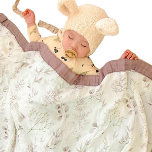 Conceptions personnalisées Mousseline légère à impression numérique Double gaze Tissu Mousseline <span class=keywords><strong>de</strong></span> coton Couverture d'emmaillotage pour bébé Automne - Product Image 3