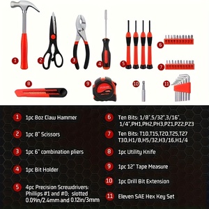 39 Pcs Professional DIY Hand <b>Tools</b> Kit for Home Household Basic Repairing Portable Set in OEM Hard Case - Product Image 6