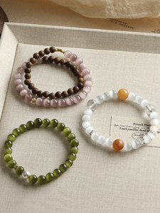 Perles rondes en pierre naturelle œil de chat, blanc vert, pour bracelet fait main, collier, fabrication de bijoux perlés, accessoires artisanaux - Product Image 3