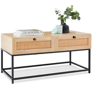 AMPLE <strong>STORAGE</strong> Coffee <strong>Table</strong> <strong>Crafted</strong> <strong>with</strong> a Natural Oak Wood Finish and Sturdy Metal Frame Versatile <strong>Table</strong> - Product Image 1