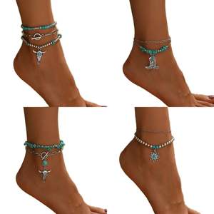 Pendientes de Mujer con Diseño Retro Europeo Americano, Cabeza de Vaca Turquesa Creativa, Estilo Vaquero Occidental, Multi-Estilo, Aleación de Moda - Product Image 1