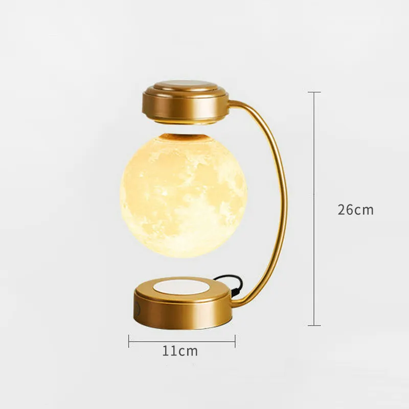 Meilleure impression 3D personnalisée Lévitation magnétique à couleur changeante Image colorée Phase de lune Veilleuse Globe Planet Lampe de table