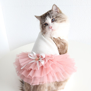 Robe pour <span class=keywords><strong>chiot</strong></span> à bas prix, confortable et respirante, ensemble jupe en gaze avec bretelles pour chien, vêtements pour animaux de compagnie pour le printemps et l'été - Product Image 5