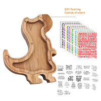 Tirelire Coffre-fort pour Enfants, Boîte à Économies et à Donations, Jouet ATM, Thème Animal Dinosaure, Transparente, en Bois, Couleur Personnalisable, Tirelire à Monnaie