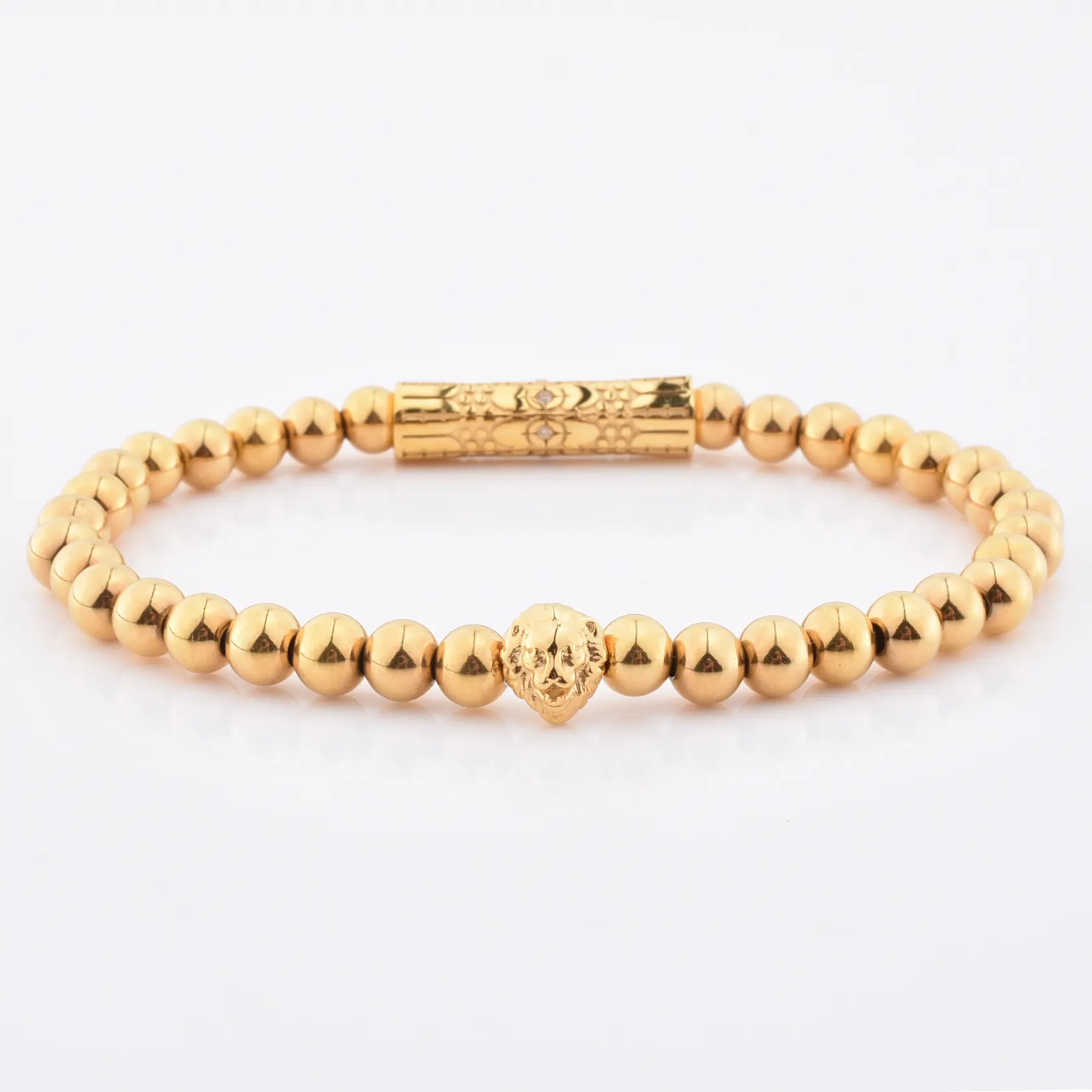 Luxus Großhandel Edelstahl Perlen Charme Kleine Gold Löwenkopf Armband