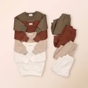 PETELULU Organic Baby Clothing Unisex Soft Kids Jogger Outfits Sets Autumn Plain Casual Style ODM Supply