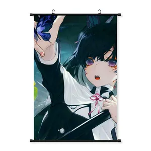 Custom Fabric Poster Hanging Japanese Anime Wall Hanging Scroll Poster plastic shafts Scroll Banner
