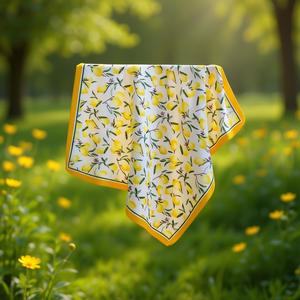 Fazzoletto quadrato Angelina Lemon 70x70 cm in cotone, accessorio moda per donna, primavera estate - Product Image 2