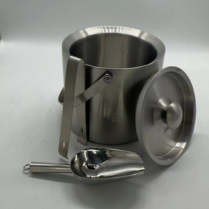 Stainless Steel Double Wall Ice Bucket with <strong>tong</strong> and lid - Product Image 3