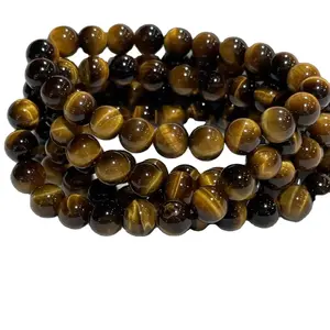 Wholesale Natural Crystal Bangles Healing Stones Crystal Beads Yellow Tiger's Eye Bracelets for fashion