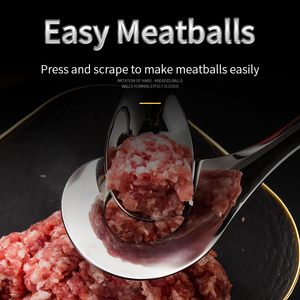 Phụ Kiện Nhà Bếp 304 Thép Không Gỉ Thịt Viên Scoop Dài Xử Lý Bóng Nhà Sản Xuất Muỗng Không Dính Thịt Viên Nhà Sản Xuất - Product Image 3