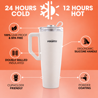 2 Gobelets isothermes réutilisables en acier inoxydable avec poignée, couvercle anti-fuite, 40 oz, affichage de la température, tasse à eau OEM