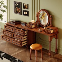 Commode multifonctionnelle en bois massif de style vintage, table de maquillage rétro pour chambre à coucher, coiffeuse, table de chevet