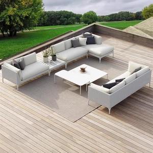 ชุดโซฟาหวายรูปตัวแอลสำหรับกลางแจ้ง โครงอะลูมิเนียม กันน้ำ เหมาะสำหรับสวน วิลล่า ลานบ้าน และระเบียง - Product Image 5