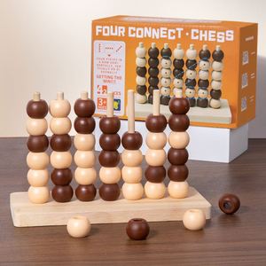 Excellente qualité artisanale, facile à transporter, jeu de stratégie classique en bois 4 en ligne - Product Image 1