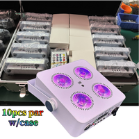 10 pièces X 1 étui Rechargeable sans fil Led Uplight 4x18 RGBAW UV 6in1 alimenté par batterie LED Par Dj Uplights avec étui de vol
