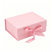 Boîte cadeau en carton rigide rose personnalisable, ruban, gaufrage, impression de logo, estampage à chaud |   Emballage de luxe pour bougies