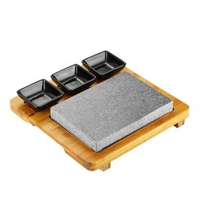 Piatto di <span class=keywords><strong>pietra</strong></span> di bistecca di Lava calda griglia da tavolo Lava Rock al coperto BBQ Hibachi grigliare <span class=keywords><strong>pietra</strong></span> w contorni in ceramica e piatto di bambù - Product Image 6