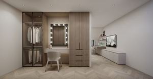 Armoire en bois encastrée au design de luxe moderne de haute qualité Rangement en contreplaqué <span class=keywords><strong>blanc</strong></span> Placard de marche <span class=keywords><strong>Convertible</strong></span> Dernier modèle - Product Image 4