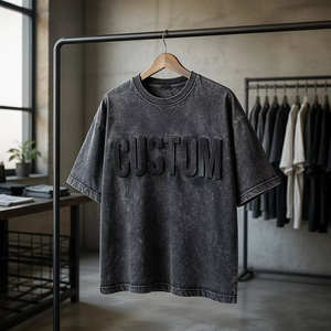 T-shirt personnalisé avec impression 3D en relief, coton lourd 280 g/m², style gothique streetwear, tee-shirt graphique surdimensionné DTG pour marque de vêtements - Product Image 3