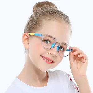 Customize tr90 frames optical glasses flexible cute safety silicone kids colorful blue light filter computer gaming eyeglasses