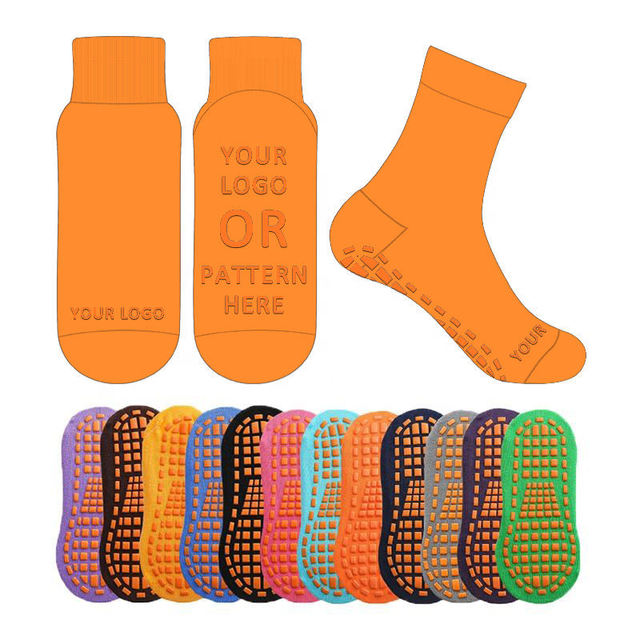 Wholesale OEM Custom Knitted Spring Trampoline Indoor Playground Sport Anti-Slip Spandex/Nylon/Cotton Kids Jump Park Grip Socks