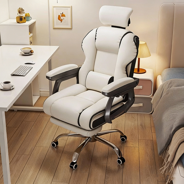 Modern Leather Ergonomic Executive Office Chair Adjustable Removable Headrest Included Lumbar Pillow Footrest Commercial Use
