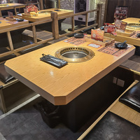 Table de barbecue contemporaine en bois sans fumée avec design élégant pour restaurants, hôtels, villas, ateliers et appartements