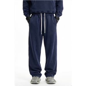 กางเกงลำลองสไตล์อเมริกันสำหรับฤดูหนาว บุขนแกะ 100% โพลีเอสเตอร์ กันลม มีเชือกผูก ดีไซน์ดาบ ทรงตรง หลวม สไตล์เรโทร - Product Image 1