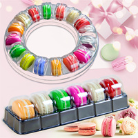 Vente en gros 16 trous RPET macaron en plastique transparent Blister plateau écologique Macaron Cookie à clapet affichage boîtes d'emballage alimentaire