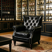 Fauteuil Cigare en Cuir Huilé Style Rétro Américain 1919, Fauteuil Godfather, Canapé Capitonnée Mid-Century Whiskey pour Salon