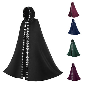 Capa con capucha para Cosplay, <span class=keywords><strong>Medieval</strong></span> para capa larga fiesta de Halloween, mujeres y hombres adultos, Túnica de <span class=keywords><strong>brujería</strong></span>, bata de bruja, vestido oculto, recreación - Product Image 1