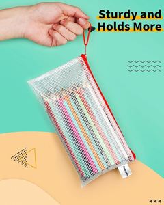 Bolsa de Plástico Ecológica para Documentos, Carpeta de PVC para Estudiantes, Bolsa de Malla con Cierre, Carpetas de Plástico con Cordón, Suministros de Oficina - Product Image 4