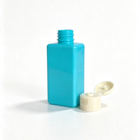 Bouteille en plastique PET carrée cyan brillante de 60 ml avec bouchon à clapet blanc pour le voyage, shampoing, lotion, emballage de liquides cosmétiques