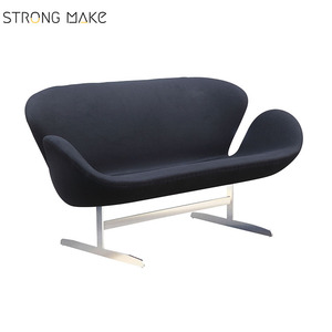Al por mayor de alta calidad sofá conjunto de base de acero inoxidable de <span class=keywords><strong>2</strong></span> plazas negro sofá de tela - Product Image 2