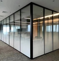 Cloison de séparation en verre à persiennes dépolies transparentes, design panoramique moderne et personnalisable, insonorisée, pour bureau et école